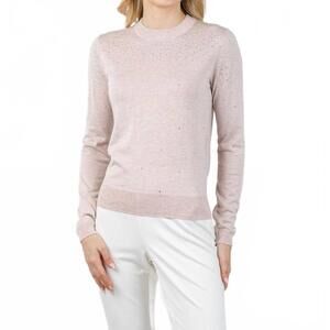 NEW KINROSS lightweight crystal crew sweater in cameo